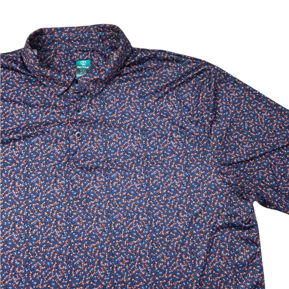 Pro Tour‎ Coolplay Men’s Micro Leaf Print Golf Performance Polo XXL Polyester